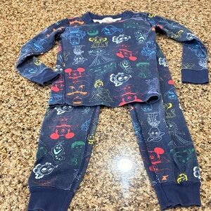 Disney Navy Pajama Set with Multicolor Characters